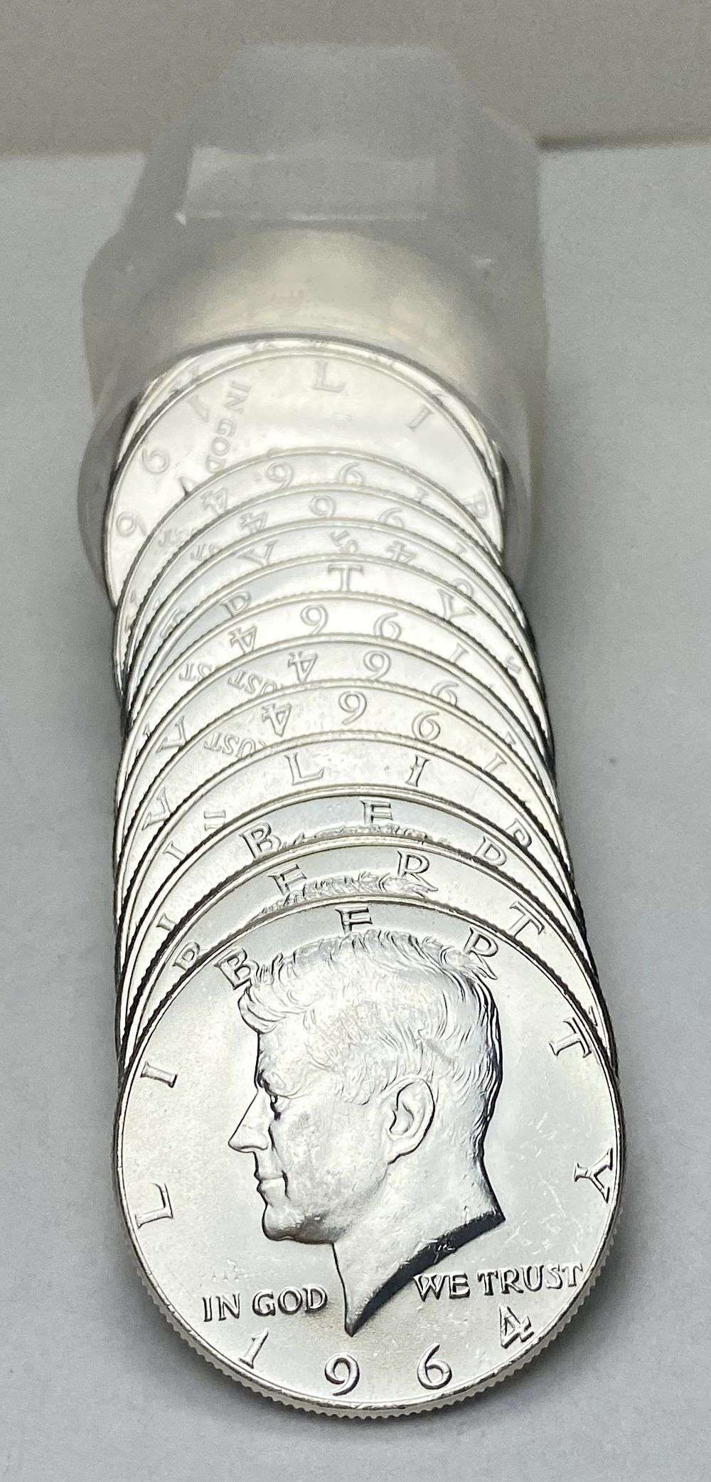 Fresh Mint Condition Roll (20) 1964 Kennedy Silver Half Dollar: Winner shall receive the exact roll (20-coins) shown here. (RR/B)