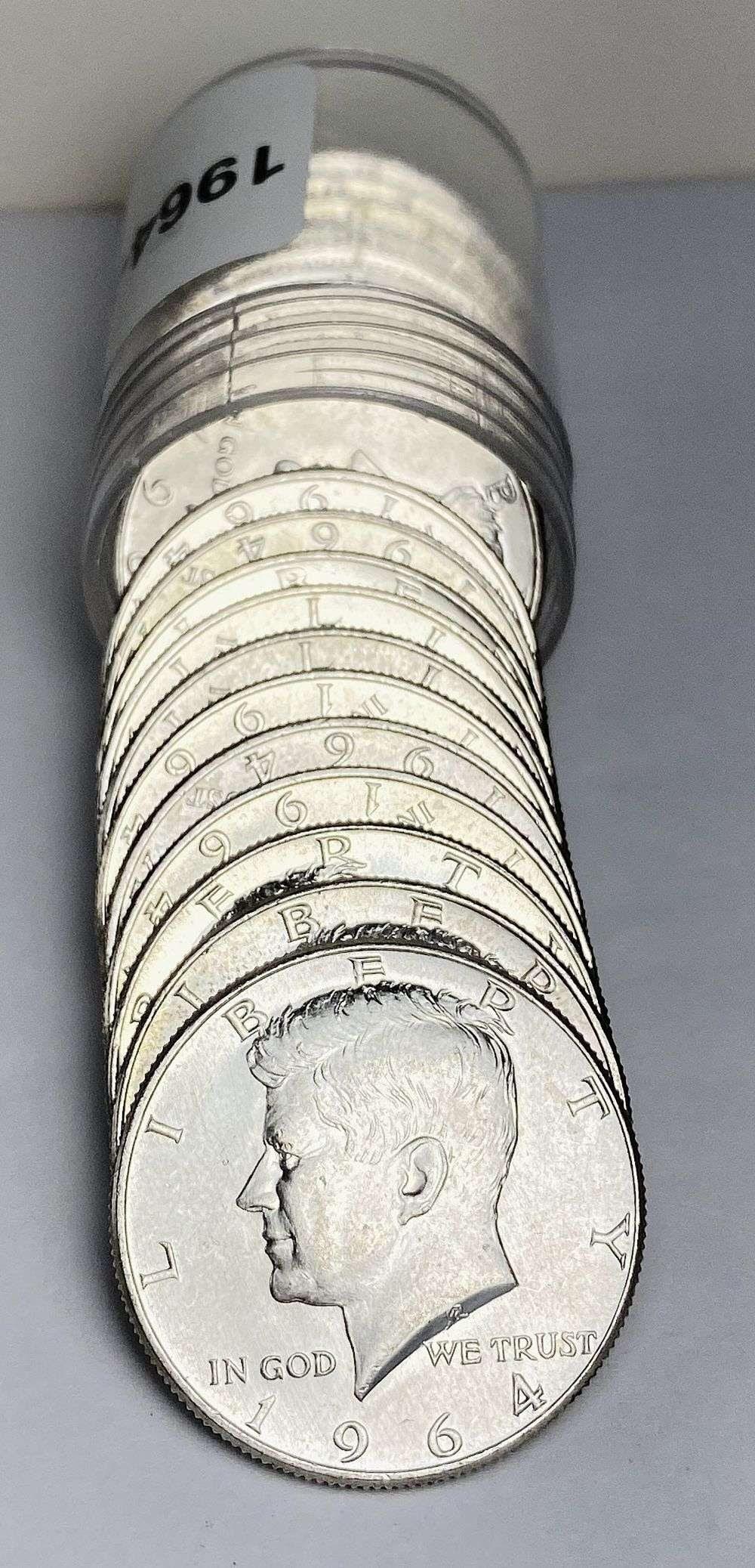 Fresh Mint Condition Roll (20) 1964-D Kennedy Silver Half Dollar: Winner shall receive the exact roll (20-coins) shown here. (RR/URB)