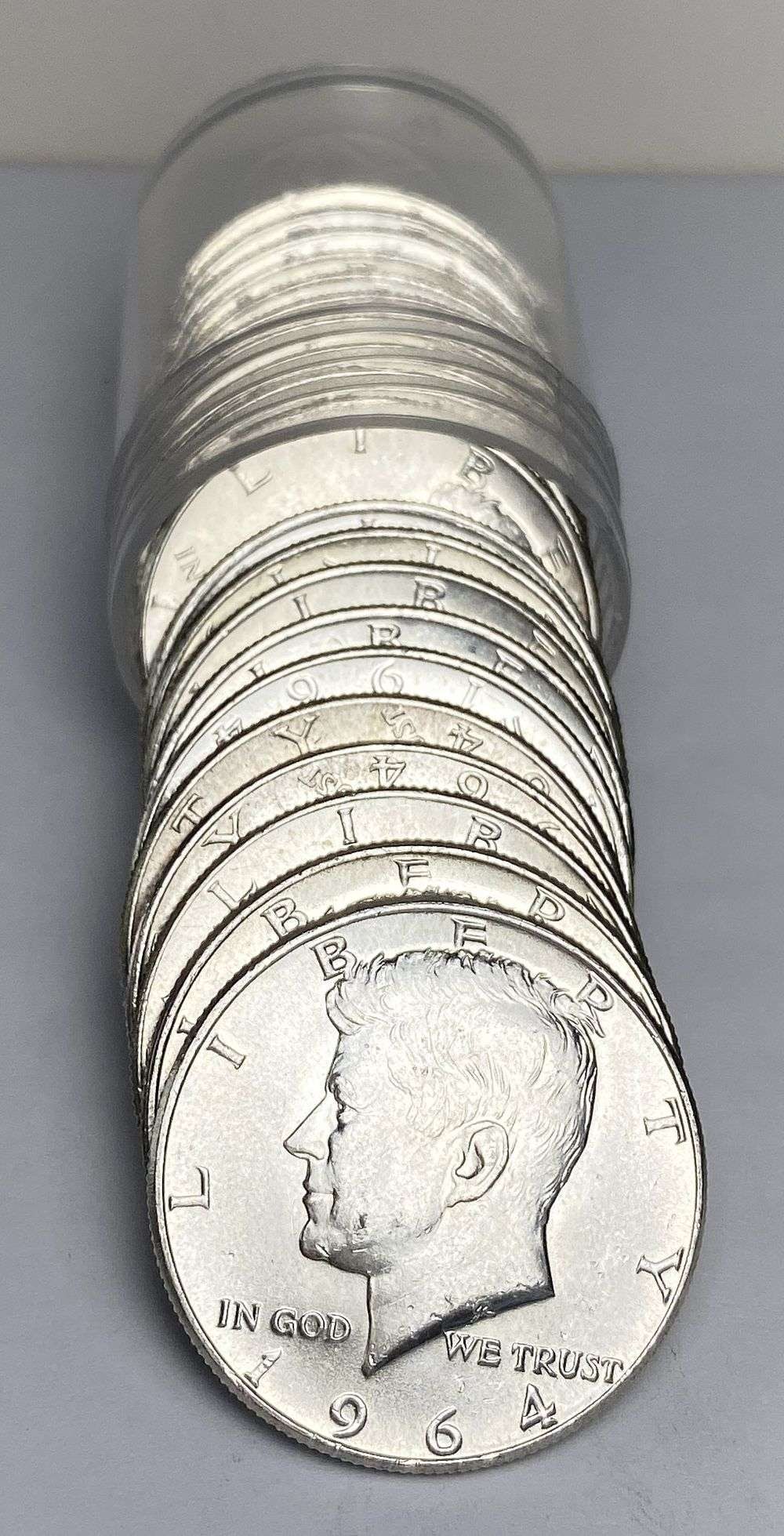 Fresh Mint Condition Roll (20) 1964 Kennedy Silver Half Dollar: Winner shall receive the exact roll (20-coins) shown here. (RR/URB)