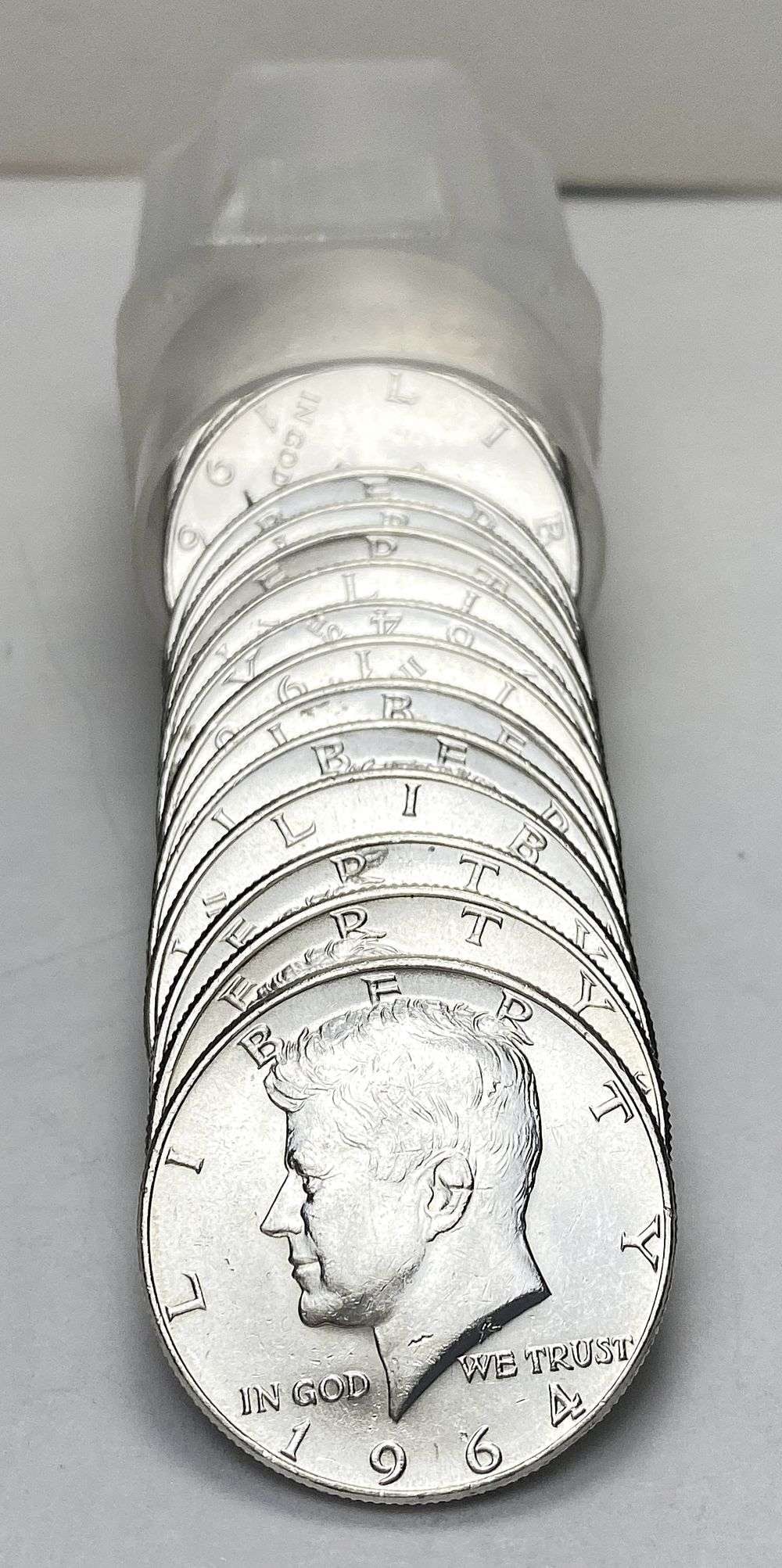 Fresh Mint Condition Roll (20) 1964-P/D Kennedy Silver Half Dollar: Winner shall receive the exact roll (20-coins) shown here. (RR/B)