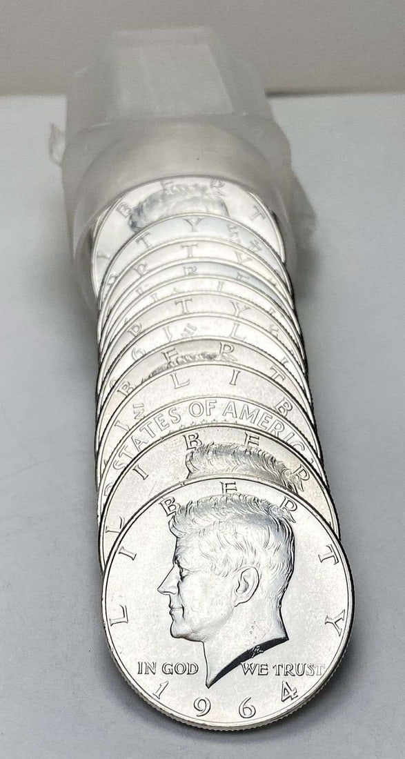 Fresh Mint Condition Roll (20) 1964-P/D Kennedy Silver Half Dollar (1 of 3)