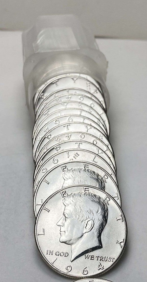 Fresh Mint Condition Roll (20) 1964 Kennedy Silver Half Dollar: Winner shall receive the exact roll (20-coins) shown here. (RR/B)