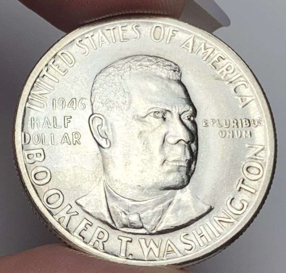 1946-D Booker T. Washington Commemorative Silver Half Dollar MS66: Winner shall receive the exact coin shown here. (MR/EB)