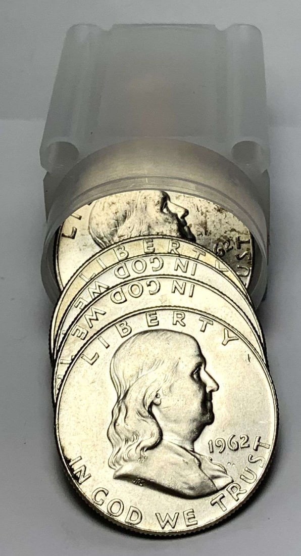 Roll (10) 1962-D Franklin Silver Half Dollar Mint Condition: Winner shall receive the exact roll (10-coins) shown here. (MR/LUT)