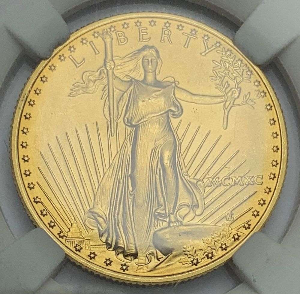 Roman Numeral 1990 American $25 Gold Eagle 1/2 ozt MS69 (1 of 4)