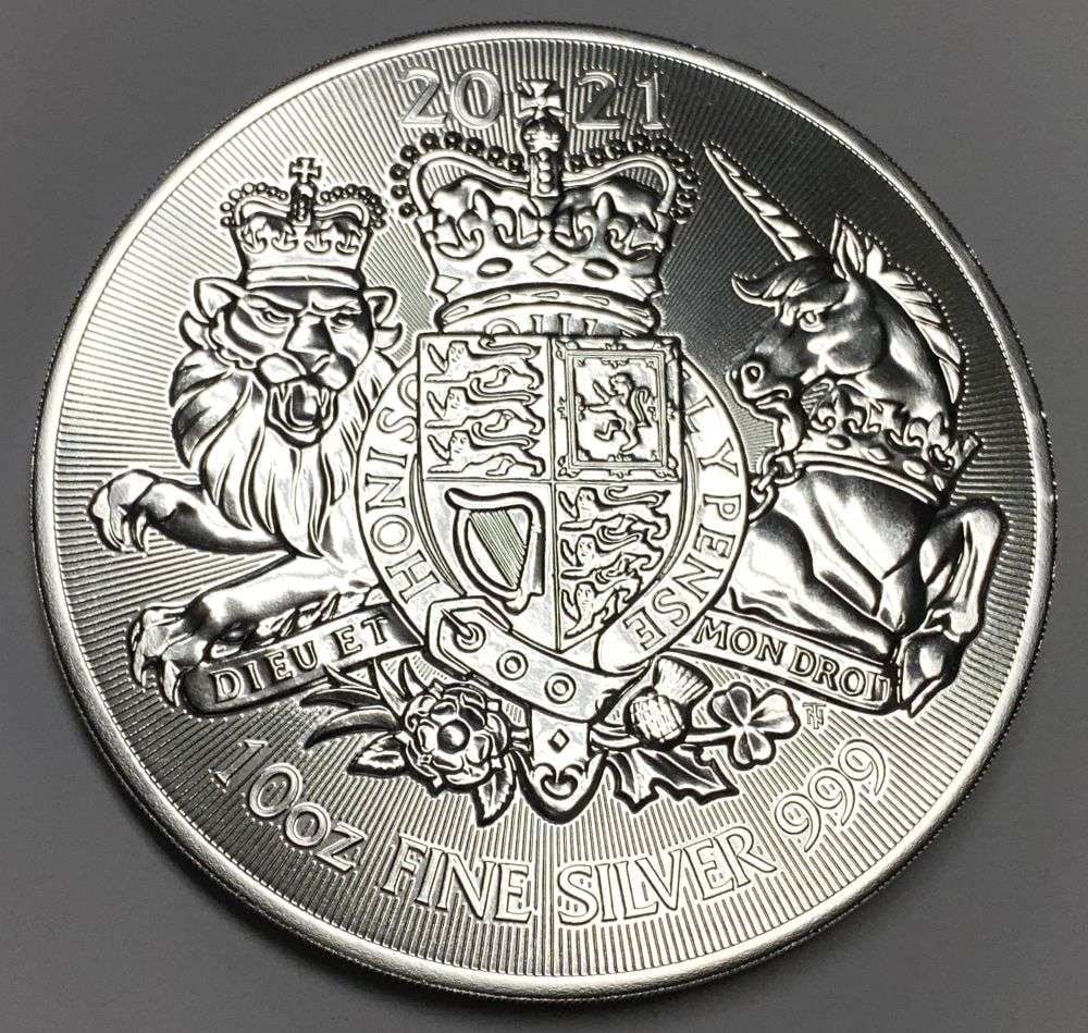 2021 Great Britain The Royal Arms 10 ozt .999 Silver (1 of 4)