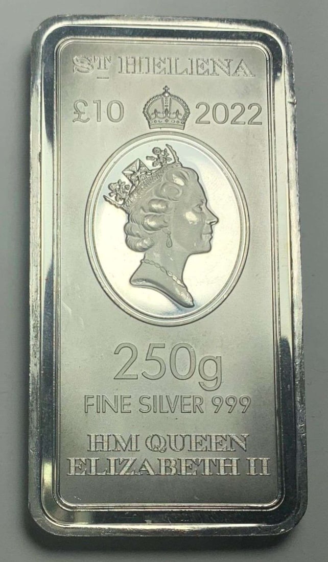 Last Minute! Rare 2022 St. Helena "The East India Company" 250g .999 Silver Bar: Winner shall receive the exact bar shown here. (MR/TVC=PFR)