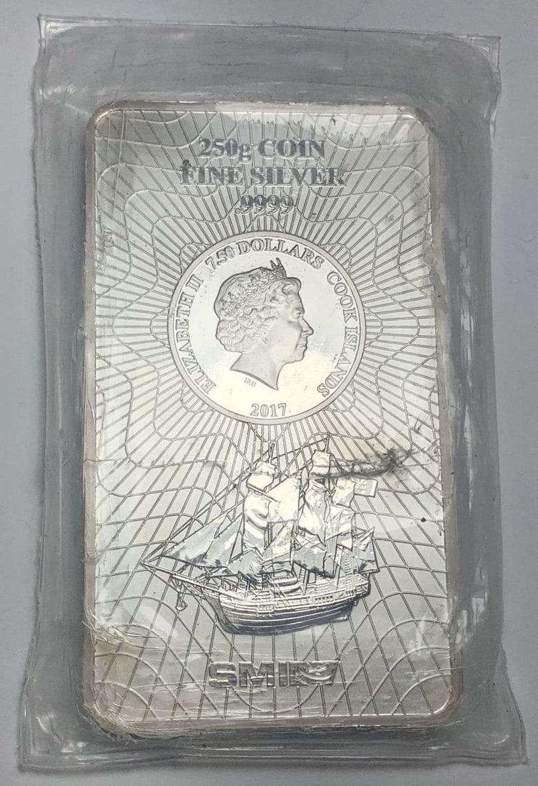 Last Minute! Rare 2017 Cook Islands $7.50 SMI 250g .999 Silver Bar (1 of 4)