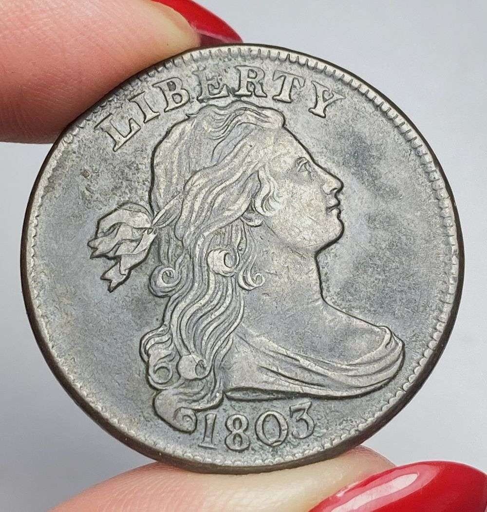 Last Minute! 1803 Draped Bust Cent Small Date/Large Fraction XF Details: Winner shall receive the exact coin shown here. (RR/TVC=B)