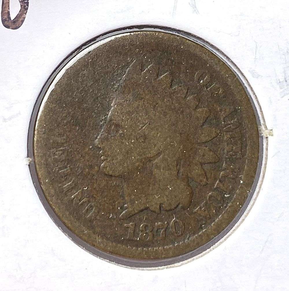 Last Minute! 1870 Indian Head Cent Good: Winner shall receive the exact coin shown here. (RR/TVC=B)