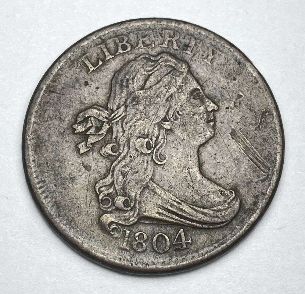 Last Minute! 1804 Draped Bust Half Cent No Stems VF35+ (1 of 2)