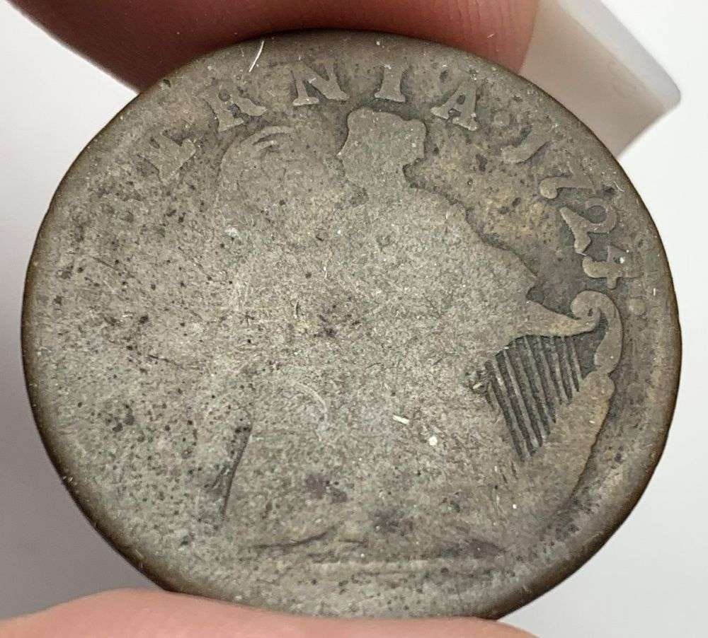 Colonial 1723 Woods Hibernia Half Cent Good Details (1 of 2)