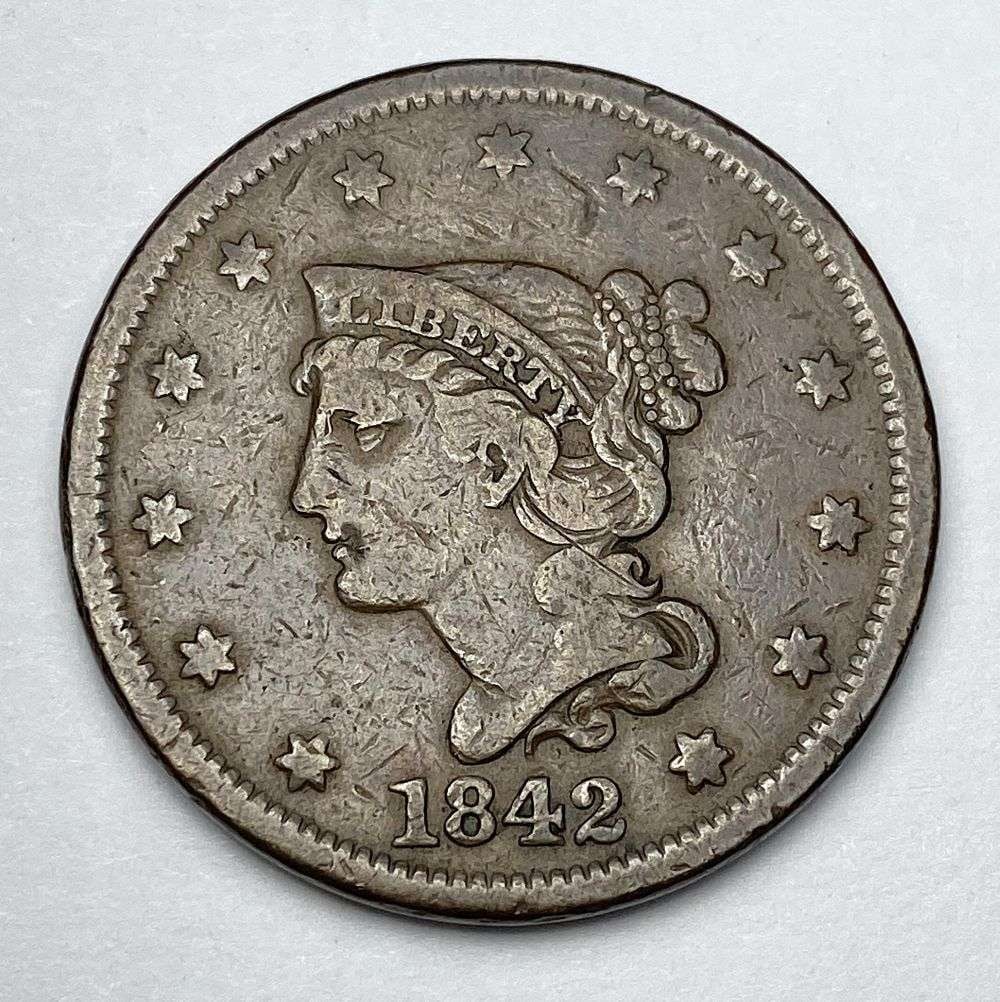 1842 Braided Hair Cent XF Details (1 of 2)