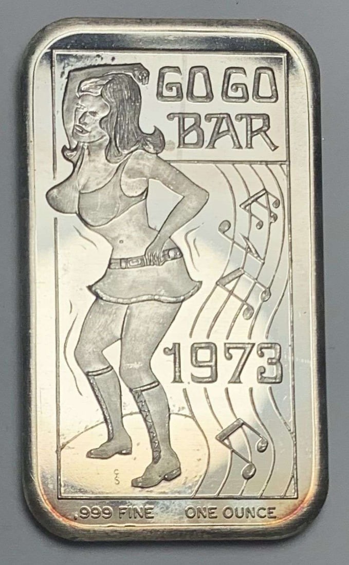 1973 "Go Go Bar" A Ceeco Bar 1 ozt .999 Silver Bar (1 of 3)
