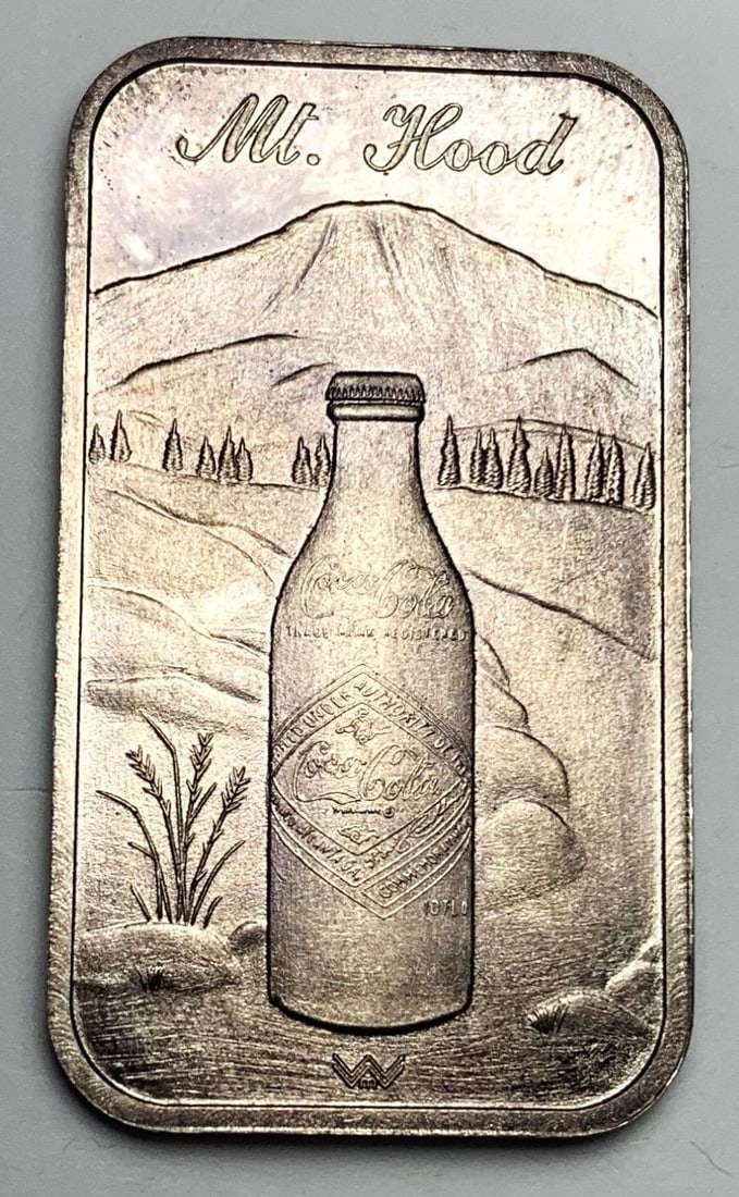 1981 Mt. Hood Coca Cola 75th Anniversary 1 ozt .999 Silver Bar: Winner shall receive the exact bar shown here. (MR/RB)