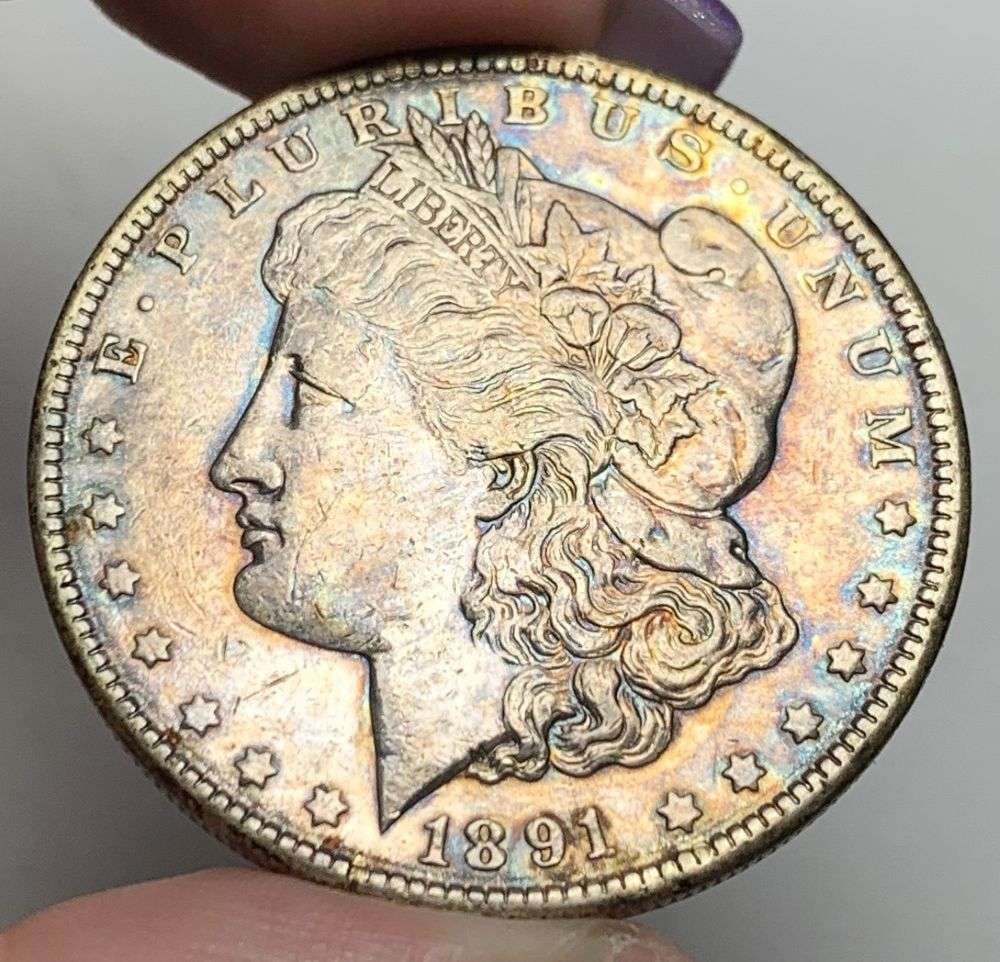 Toned 1891 Morgan Silver Dollar AU58: This consignment, we hope to offer over time across our various Whatnot channels, with the best material featured in our Wednesday auctions. We hope to be done with this stuff by the beginning of 2027