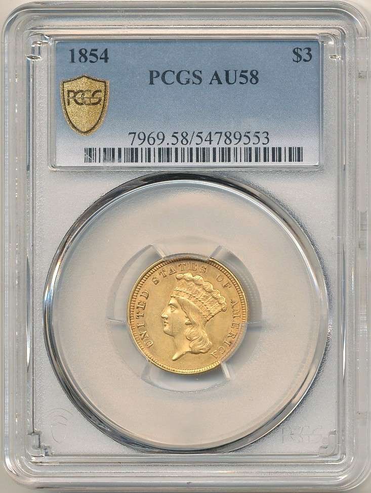 1854 Gold $3 Princess PCGS AU58 (1 of 4)