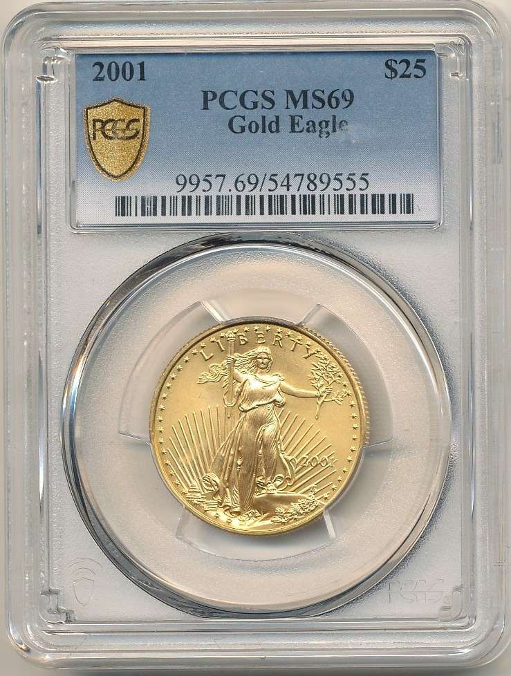 2001 American $25 Gold Eagle 1/2 ozt PCGS MS69 (1 of 4)