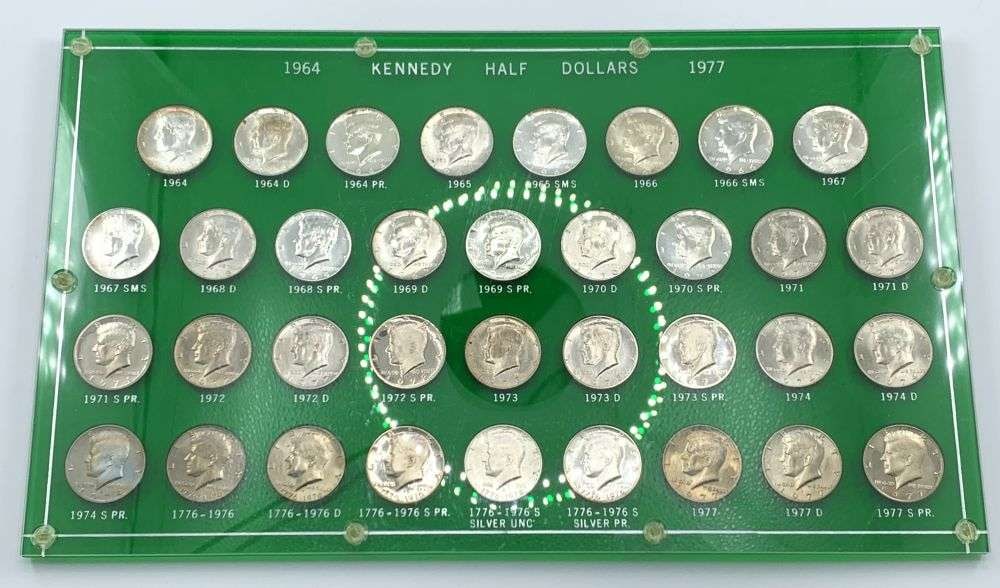 1964-1977-S Kennedy Silver Half Dollar SetWith Proof (35-coins): Winner shall receive the exact set (35-coins) shown here. (MR/LBB)