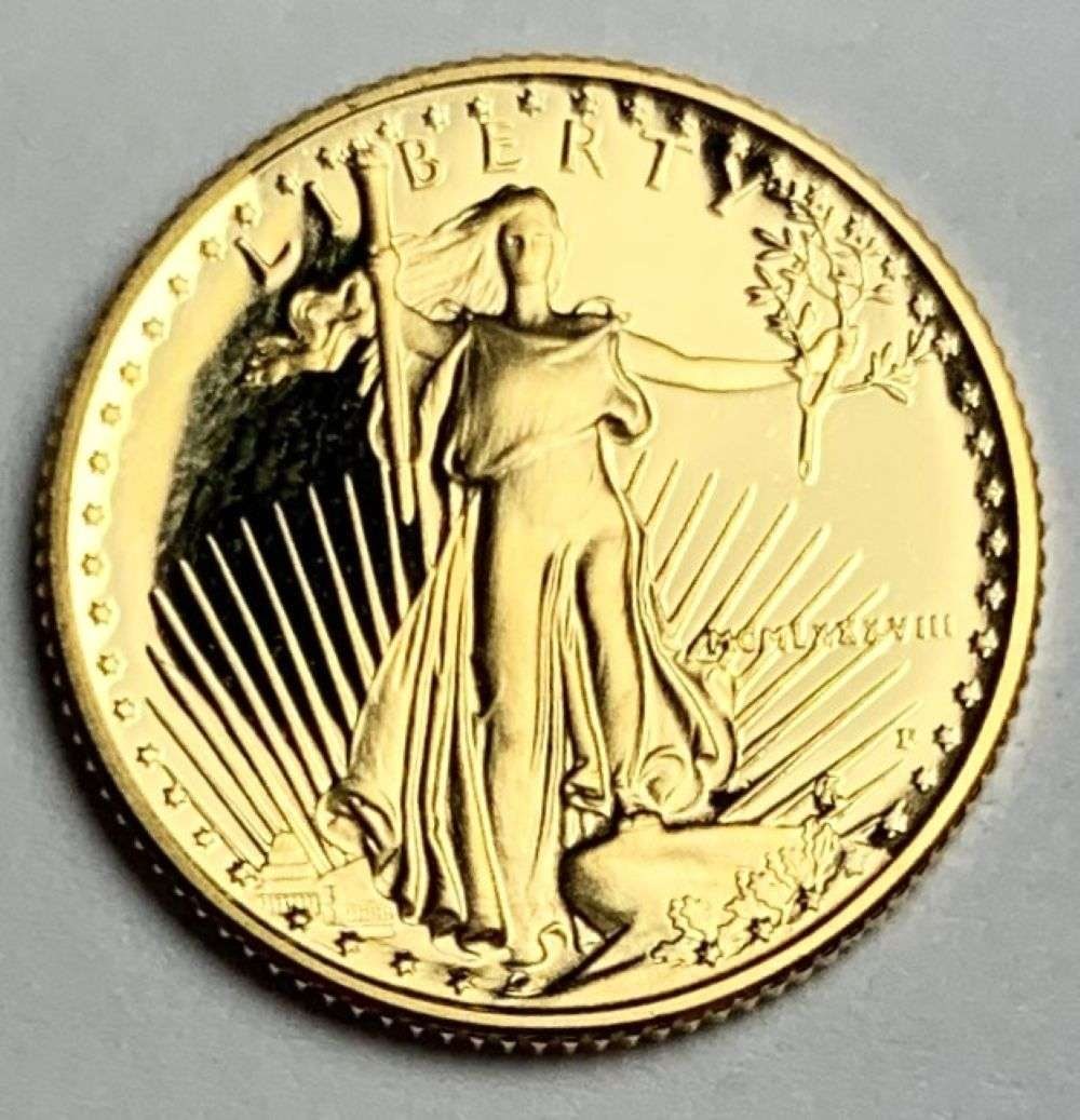 Roman Numeral Proof 1986-P American $5 Gold Eagle 1/10 ozt: Winner shall receive the exact coin shown here. (MR/B)