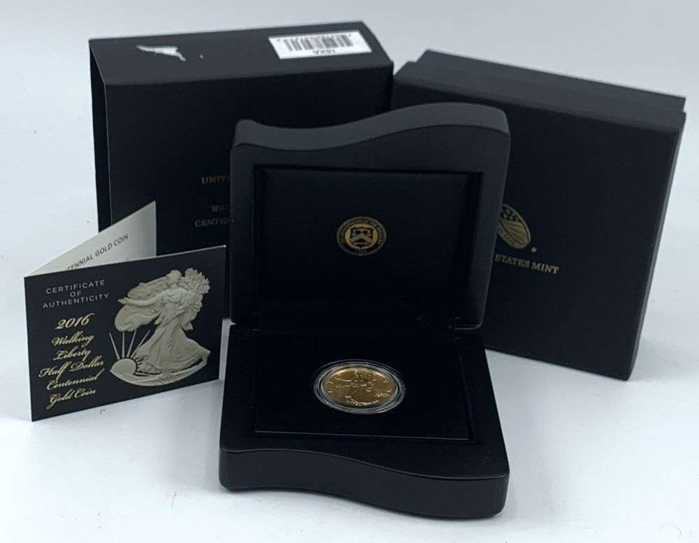 2016-W Walking Liberty Half Dollar Centennial 24k Gold 1/2 ozt OGP: Winner shall receive the exact coin shown here. (MR/UURB)
