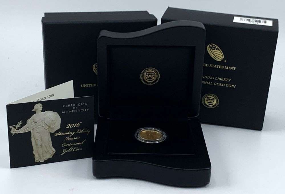 2016-W Standing Liberty Quarter Centennial 24k Gold 1/4 ozt OGP: Winner shall receive the exact coin shown here. (MR/LBBB)