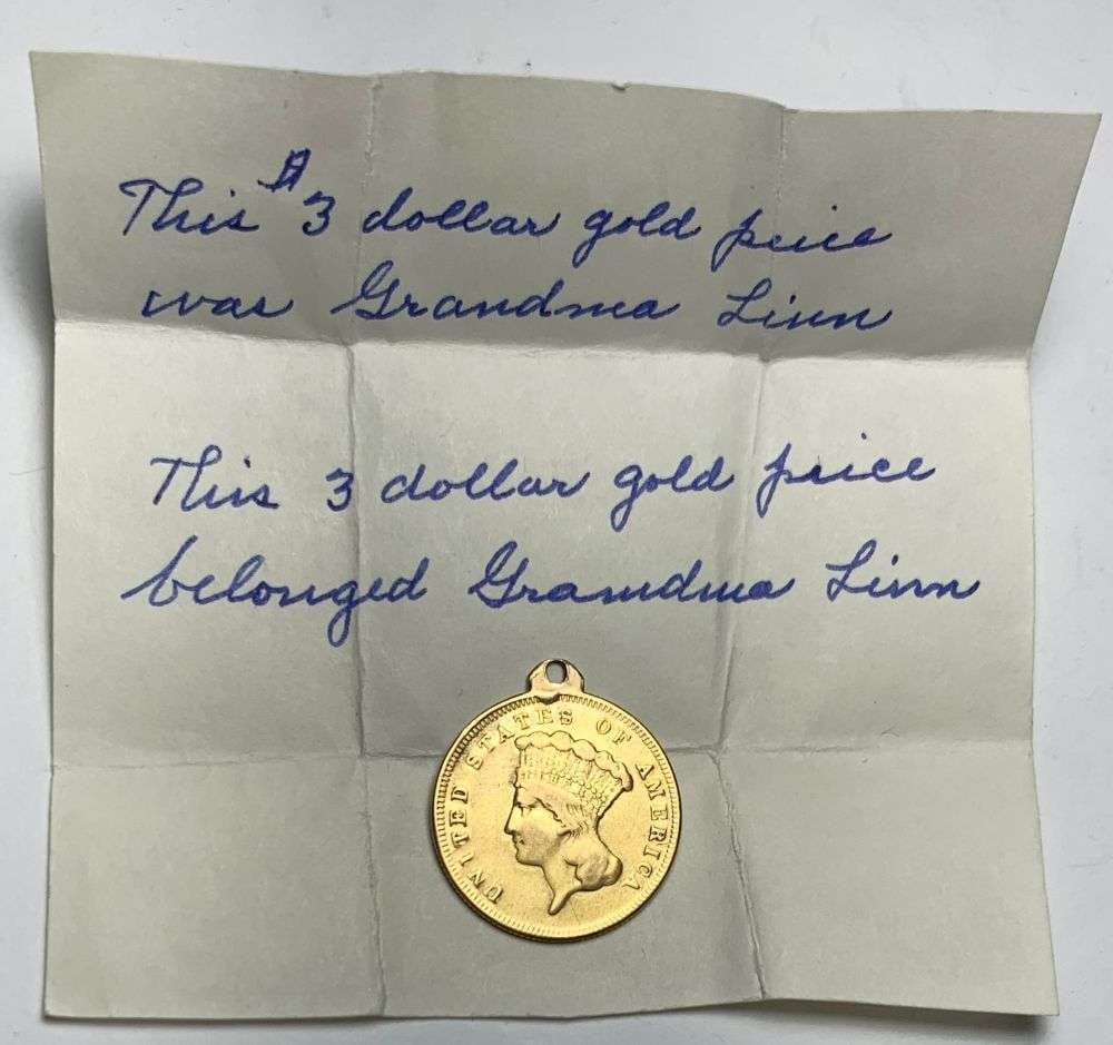 Rare Provenance 1872 Gold $3 Princess W/ Documentation XF Jewelry (1 of 4)