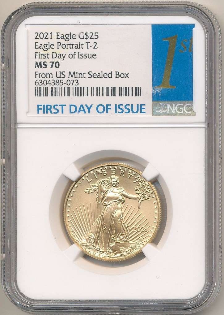 Last Min! 2021 American $25 Gold Eagle 1/2 oz NGC MS70 First Day of Issue (From US Mint Sealed Box) (1 of 4)