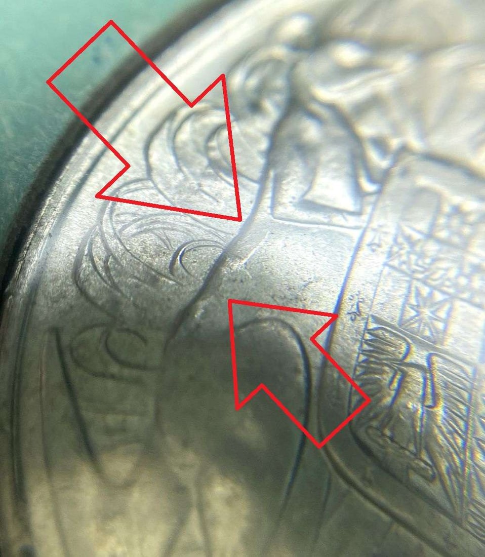 1966 Australia Silver 50c Die Break (1 of 3)