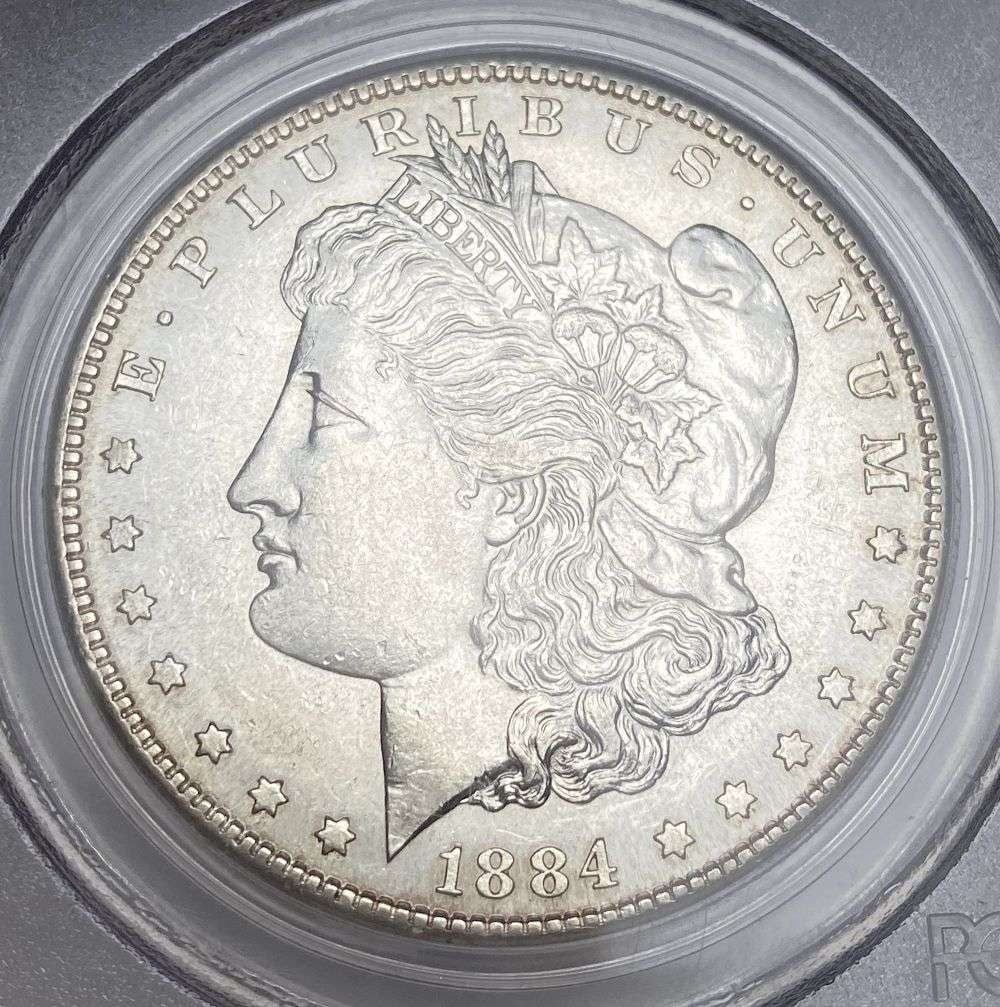 1884-S Morgan Silver Dollar PCGS AU55: Winner shall receive the exact coin shown here. (RR/TVC=EUR)