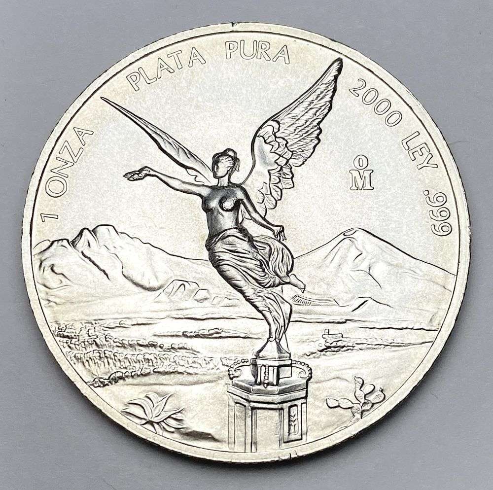 Rare 2000 Mexican Libertad 1 ozt .999 Silver: Winner shall receive the exact coin shown here. (RR/RB)