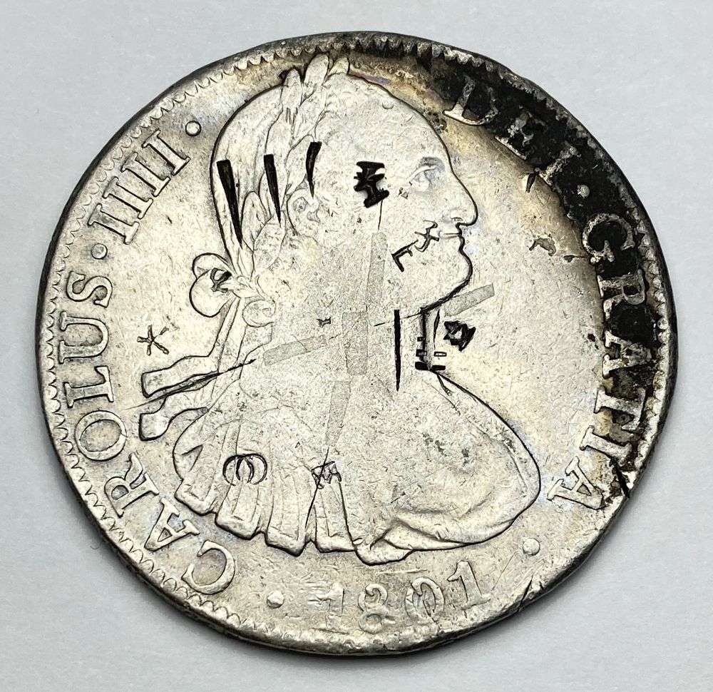 1801 Mexican Spanish Colony Silver 8 Reales W/ Chop Marks (1 of 2)
