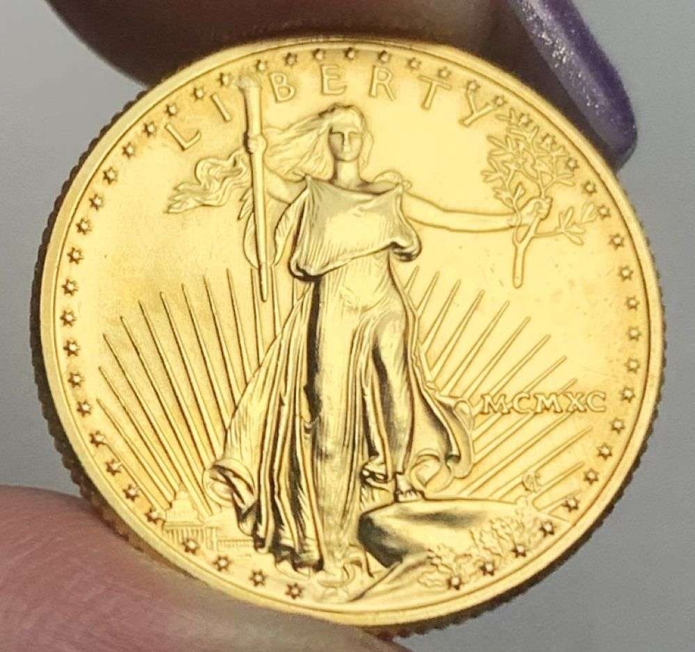 Last Minute Gold! Rare Roman Numeral 1990 American $10 Gold Eagle 1/4 ozt: We were recently visited by some old friends who were selling us a collection they had originally purchased from us, much of it decades ago. Winner shall receive the exact coin shown here. (MR/B)