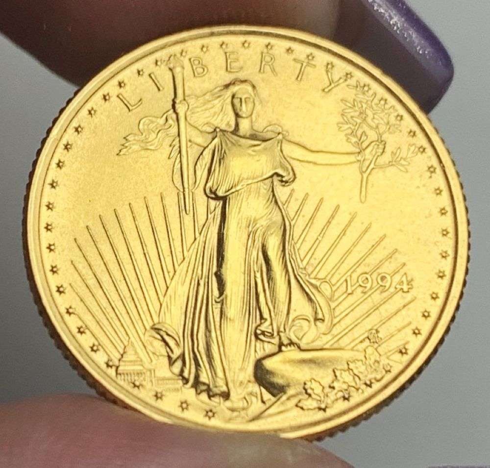 Last Minute Gold! Rare 1994 American $10 Gold Eagle 1/4 ozt: We were recently visited by some old friends who were selling us a collection they had originally purchased from us, much of it decades ago. Winner shall receive the exact coin shown here. (MR/B)