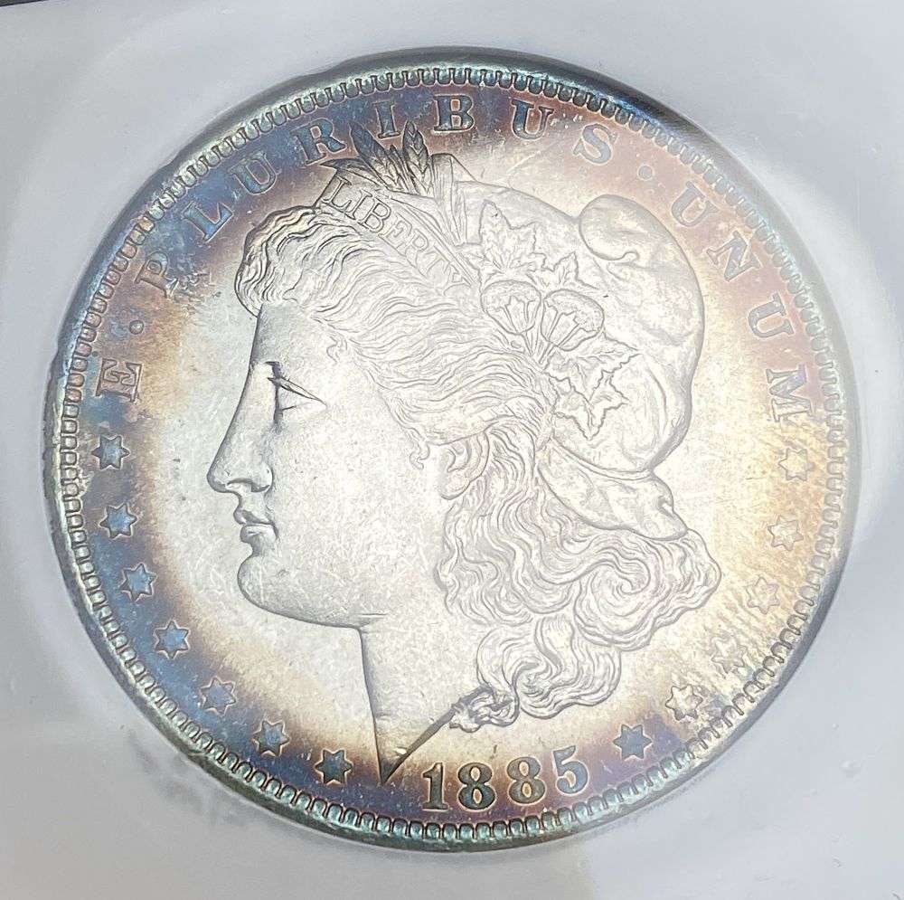 Toning 1885-O Morgan Silver Dollar MS66+ (1 of 4)