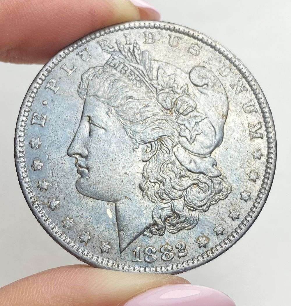 Toned 1882-O Morgan Silver Dollar: Winner shall receive the exact coin shown here. (RR)