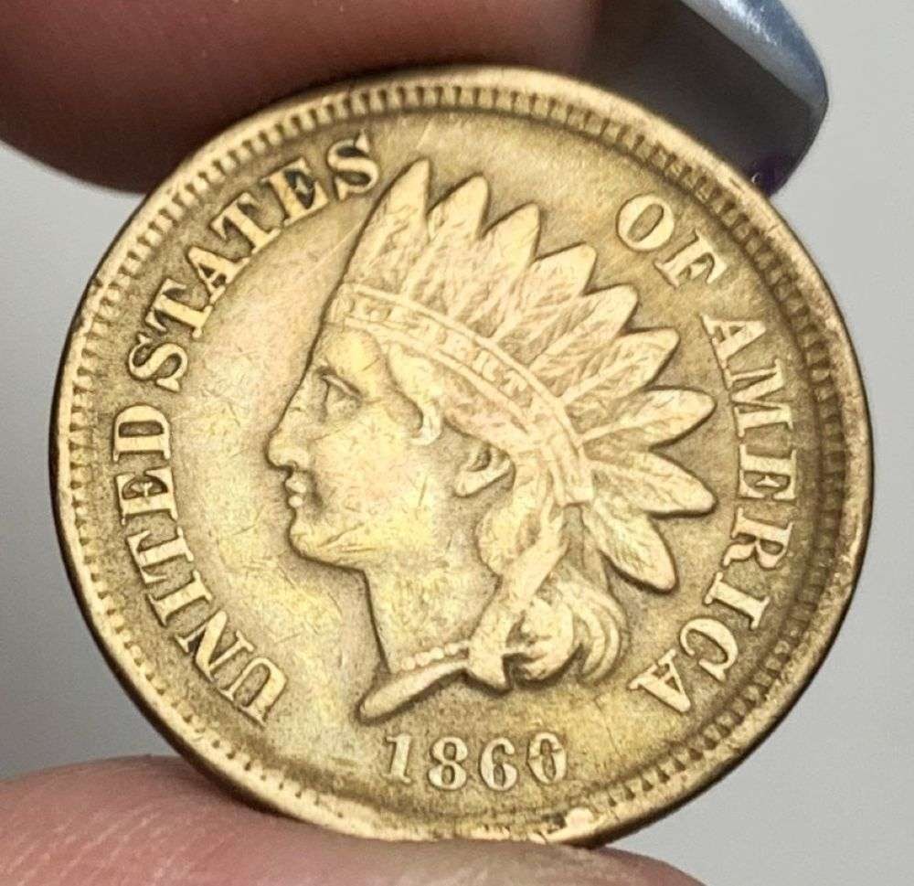 Last Minute! Rare 1860 Indian Head Cent AU: Winner shall receive the exact coin shown here. (MR/UB)