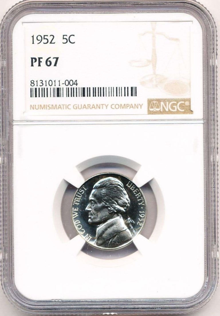 Last Minute! 1952 Jefferson Nickel NGC PF66: Winner shall receive the exact coin shown here. (MR/UB)