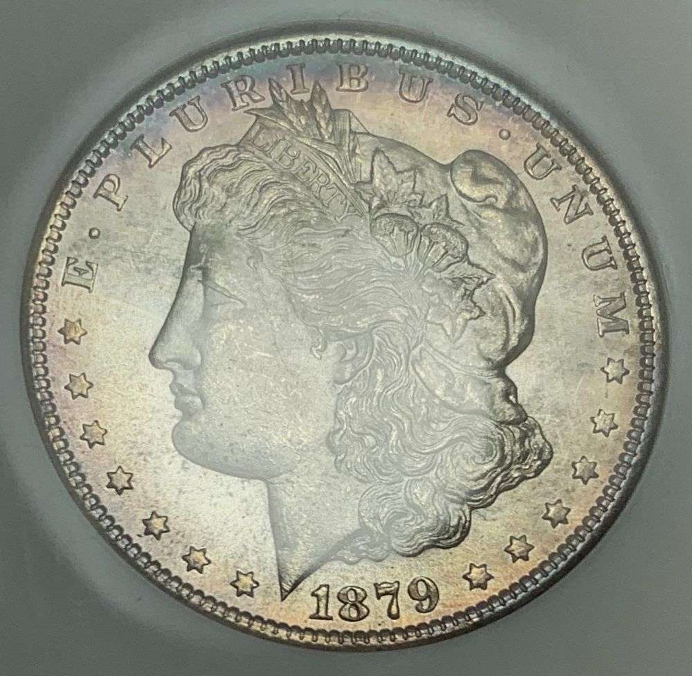 Last Minute! Fatty Holder Toned 1879-S Morgan Silver Dollar NGC MS63: Winner shall receive the exact coin shown here. (MR/FR)