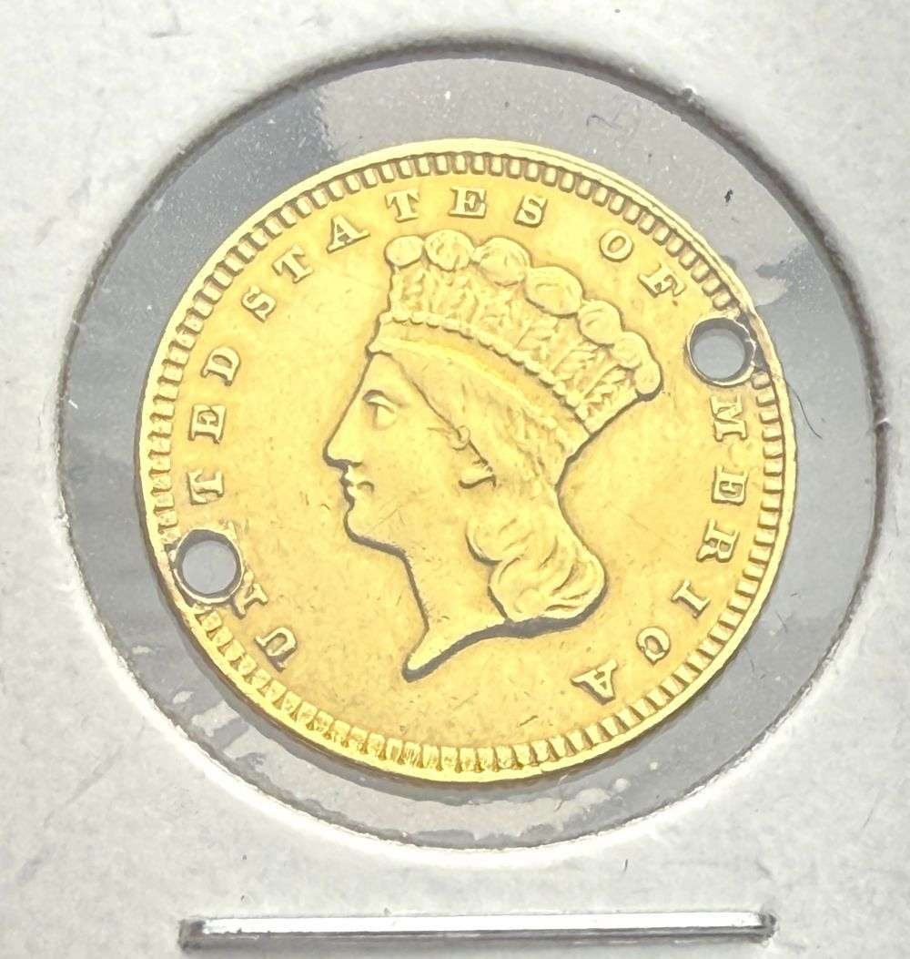 Last Minute! 1856-1889 Gold $1 Indian Princess Type 3: Winner shall receive the exact coin shown here. (BD)