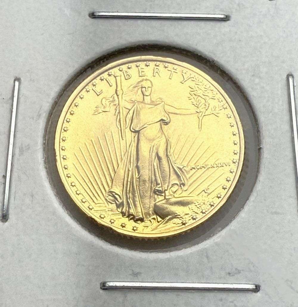 Last Minute! Roman Numeral First Year 1986 American $5 Gold Eagle 1/10 ozt Gem BU: Winner shall receive the exact coin shown here. (BD)