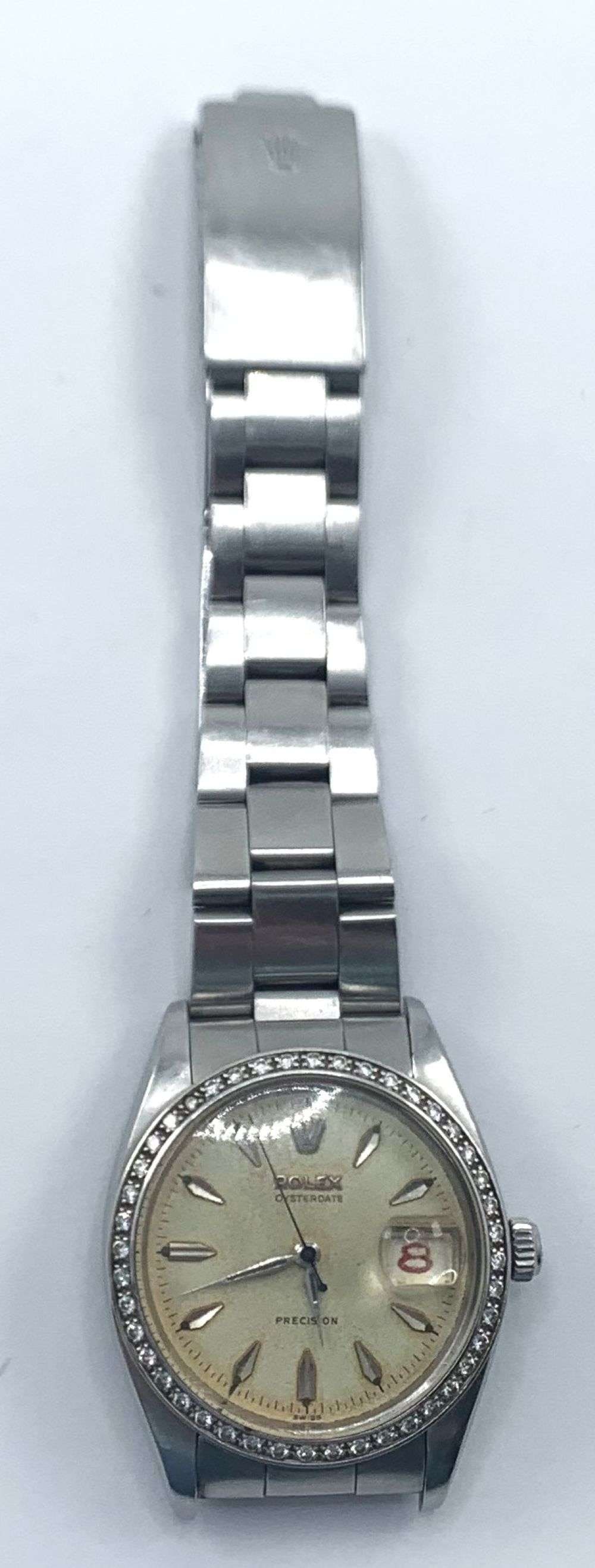 Last Minute! Stainless Steal Rolex Oysterdate Precision Reference 6494 Watch: This watch is running normally. The red and black date indicates it is from first year of production. Winner shall receive the exact item shown here. (MR/TVC=B)