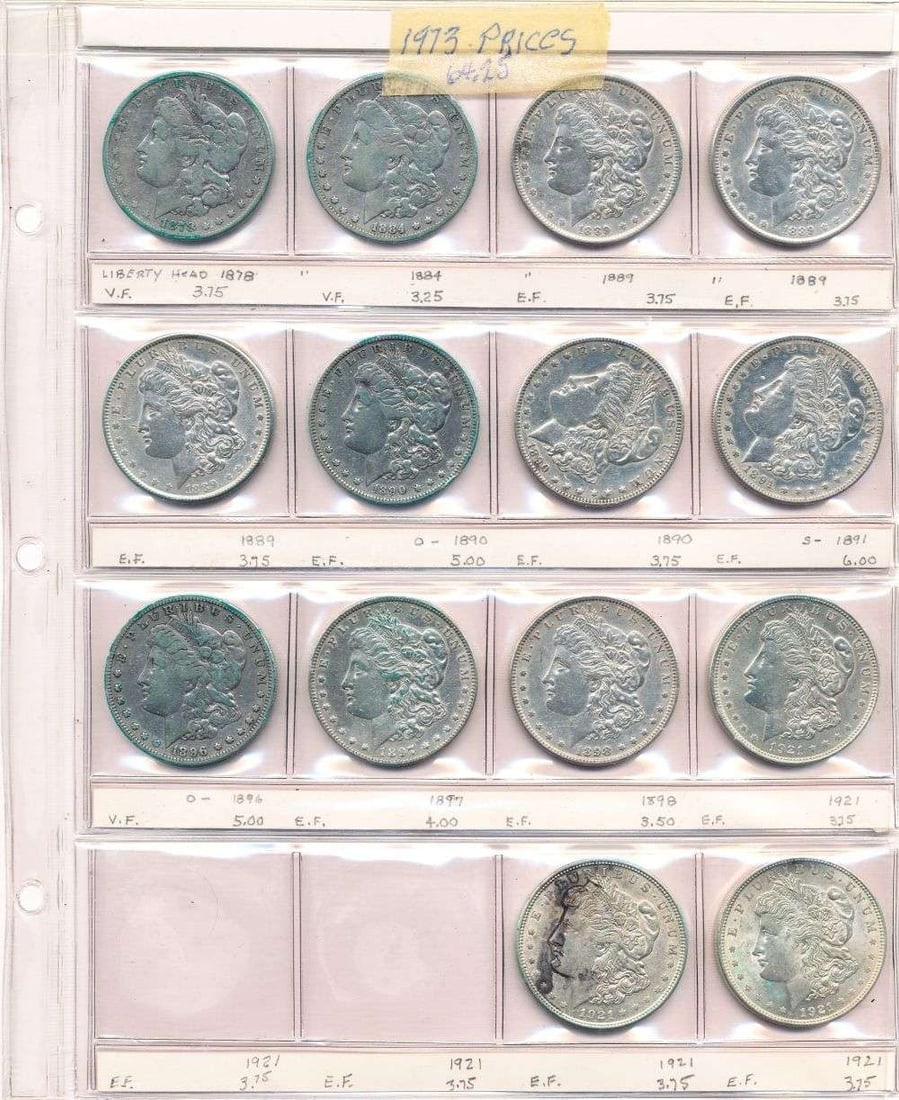 Last Minute! Vintage 1973 Prices Mixed Date Silver Dollar Set (14-coins) (1 of 4)