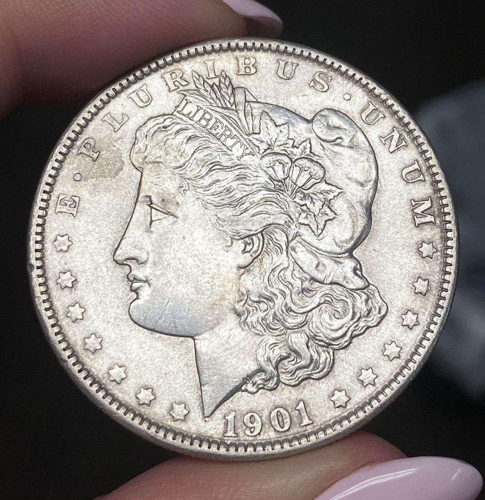 Last Minute! 1901 Morgan Silver Dollar AU58 Details: Winner shall receive the exact coin shown here. (RR)