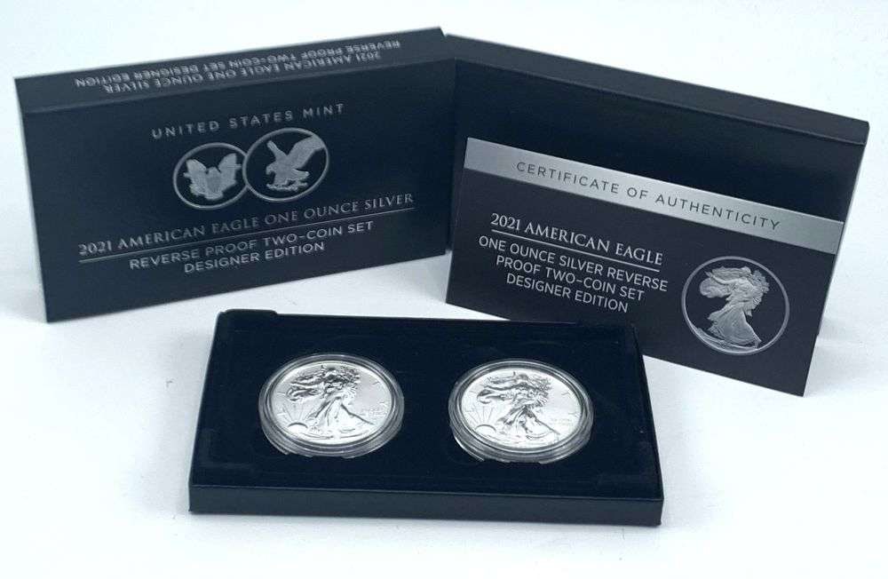 Last Minute! 2021-S/W U.S. Mint American Silver Eagle Reverse Proof Set (2-coins): Winner shall receive (1) set (2-coins) precisely resembling the one shown here. (MR/LPB)