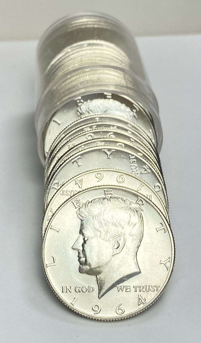 Last Minute! BU Roll (20) 1964-D JFK Half Dollar 90% Silver: Winner shall receive the exact roll (20-coins) shown here. (RR/B)