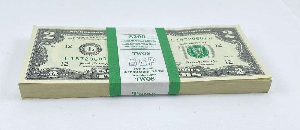 Last Minute! Sequential $200 Face Bank Wrapped 2017A $2 Notes (1 of 5)