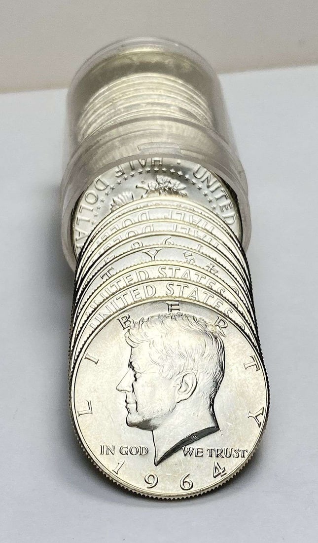 Last Minute! BU Roll (20) 1964-D JFK Half Dollar 90% Silver: Winner shall receive the exact roll (20-coins) shown here. (RR/B)