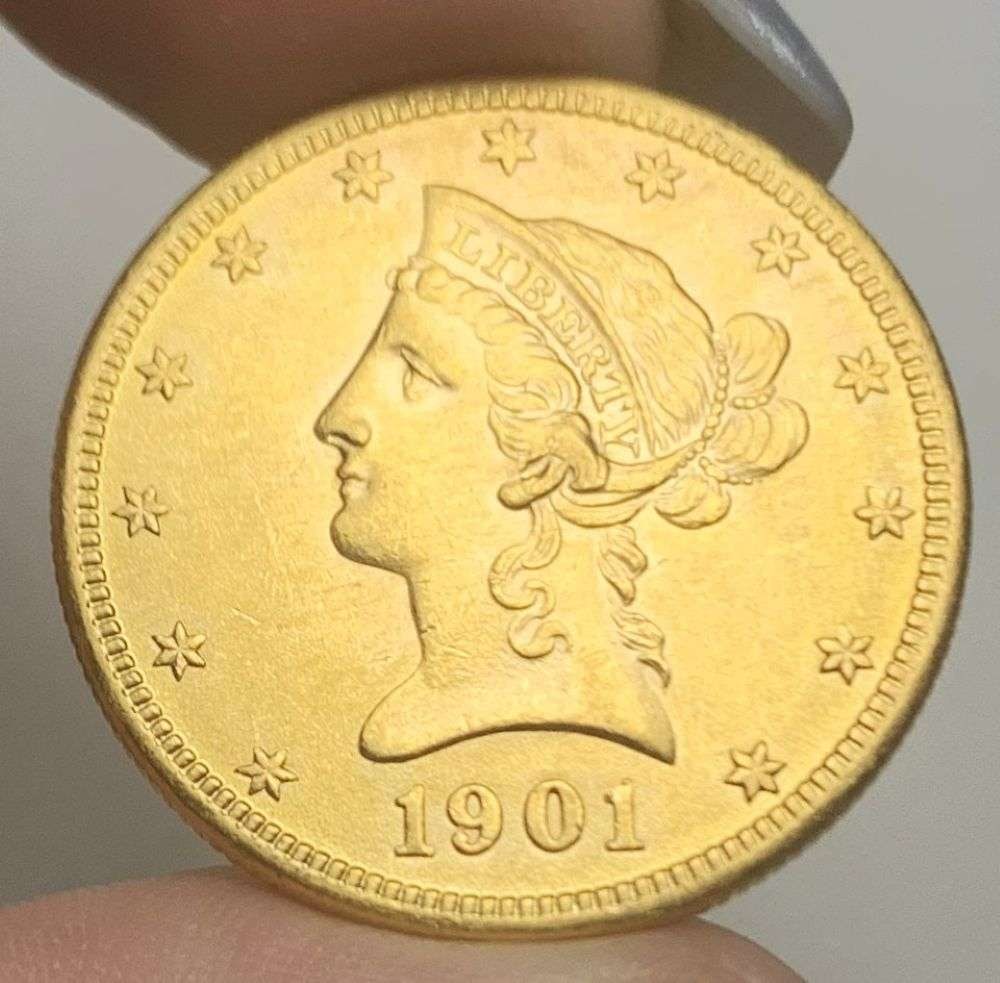 Last Minute! 1901 Gold $10 Liberty Head MS64 Details: Winner shall receive the exact coin shown here. (MR/ETO)