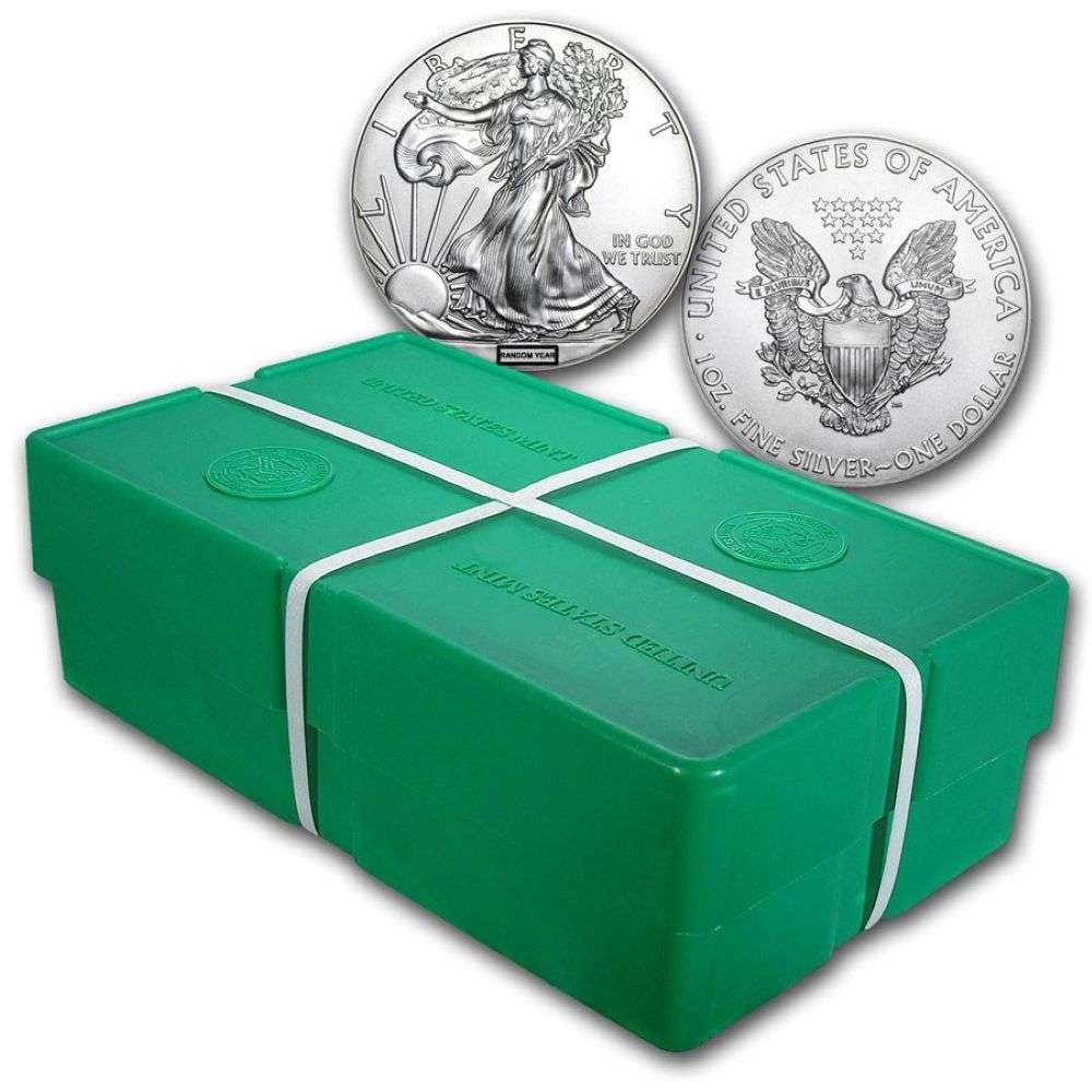 Mint Sealed Strapped Random Year American Silver Eagle Monster Box (500-coins): Please allow 2-4 weeks for delivery. Winner shall receive (1) monster box with (500) random year American Silver Eagles. The images shown here are stock images.